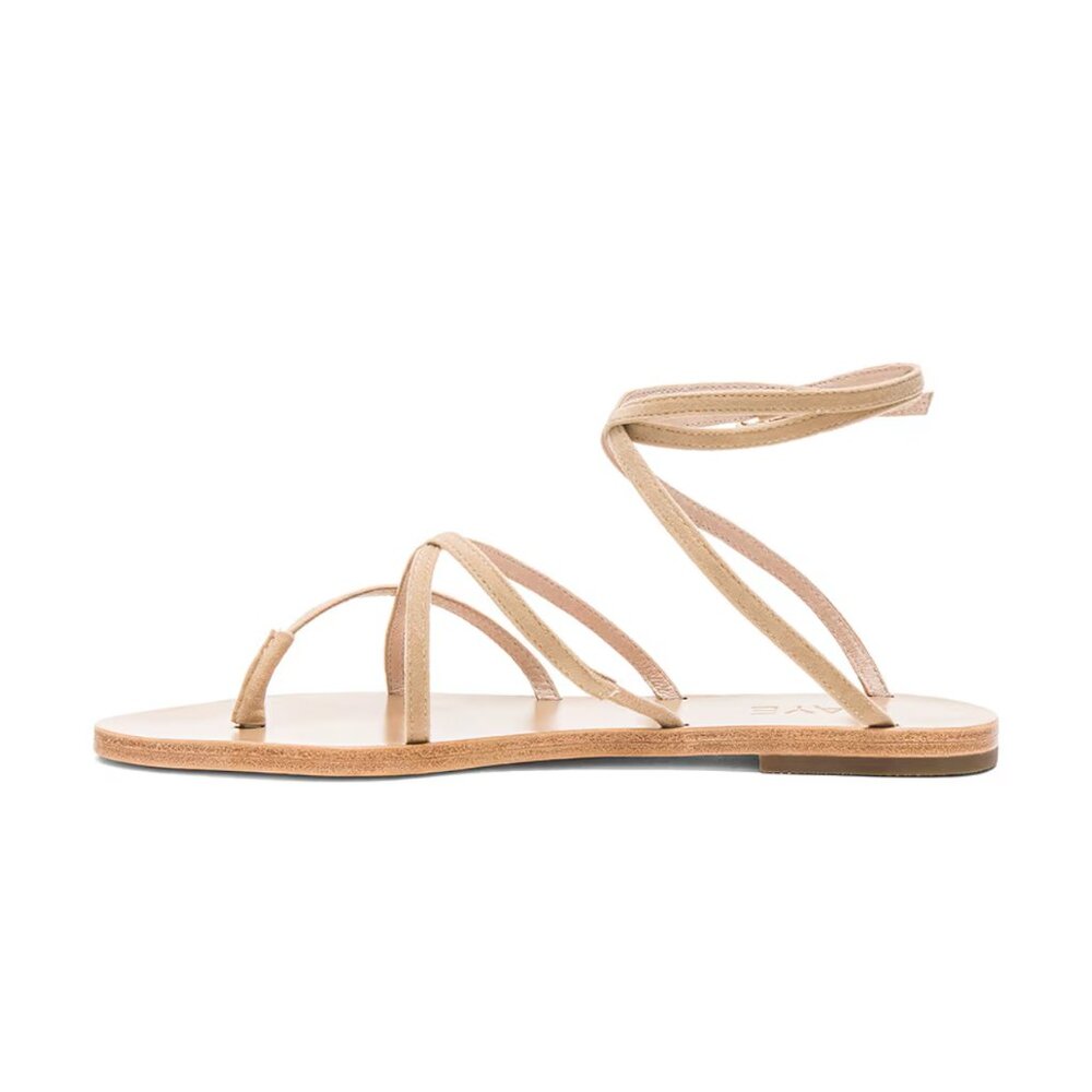 RAYE Nude Strappy Ankle Wrap Flat Sandals